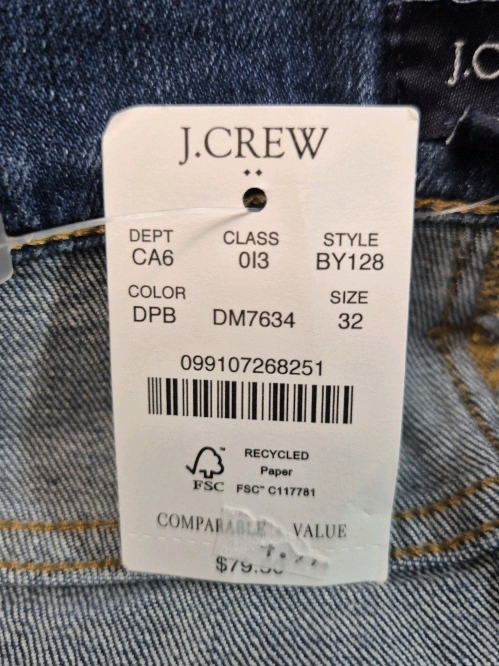 J.Crew Stretch Shorts Womens Size 32 Blue Jean Cuffed NWT 28 - Picture 5 of 8